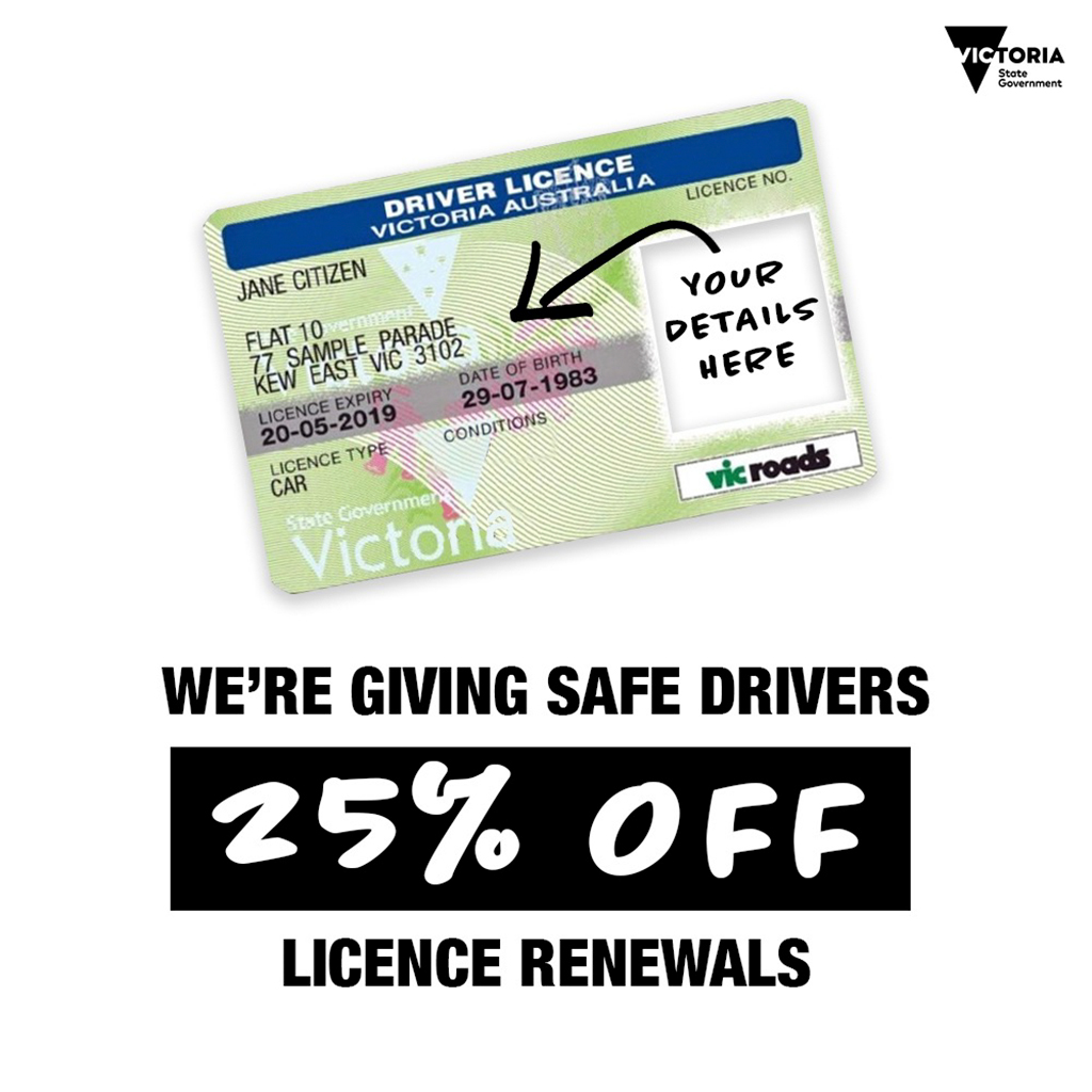 We're giving safe drivers 25% off licence renewals
